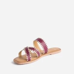 Mule TEXTO Prune En Cuir -Boutique Caprice WWWERM 10382780011 2