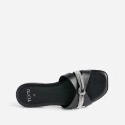 Mule TEXTO Noire Avec Bride Strassée -Boutique Caprice WWWERM 10382780015 4