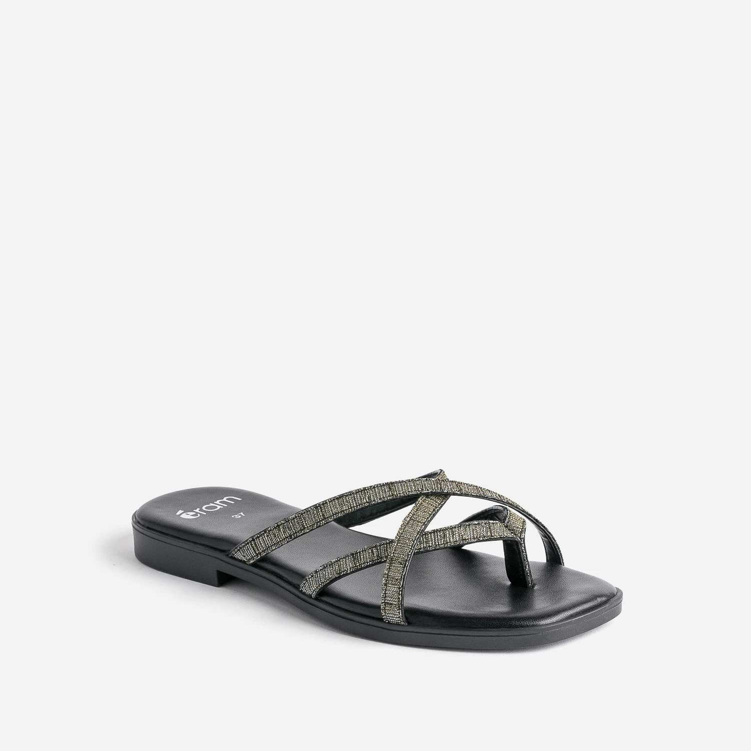 Mule-tong TEXTO Noire à Brides Pailletées 4 Mule-tong TEXTO Noire à Brides Pailletées – Image 2