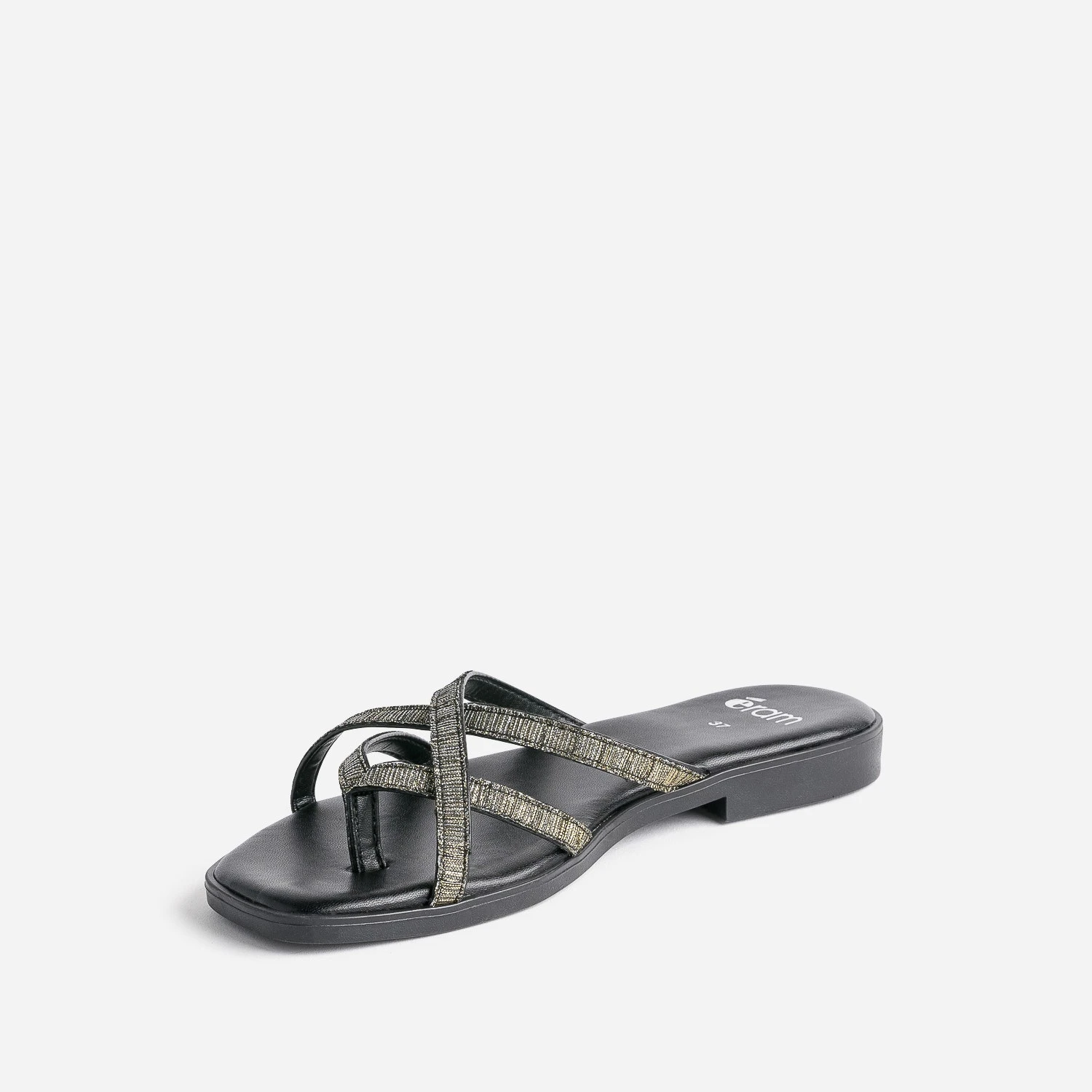 Mule-tong TEXTO Noire à Brides Pailletées 5 Mule-tong TEXTO Noire à Brides Pailletées – Image 3