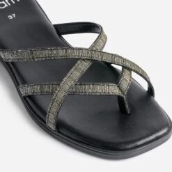 Mule-tong TEXTO Noire à Brides Pailletées 13 Mule-tong TEXTO Noire à Brides Pailletées -Boutique Caprice WWWERM 10382780017 5