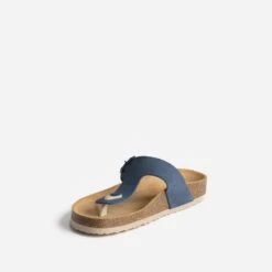 Tong Anatomique Bleu Marine En Cuir Velours -Boutique Caprice WWWERM 10382780030 2