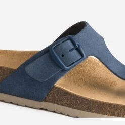 Tong Anatomique Bleu Marine En Cuir Velours -Boutique Caprice WWWERM 10382780030 5