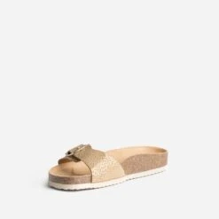 Mule Anatomique Beige En Cuir Velours Détails Dorés -Boutique Caprice WWWERM 10382780037 2