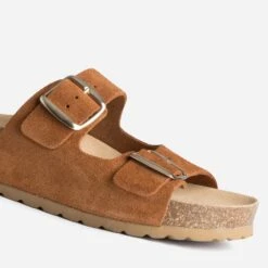 Mule Anatomique Camel Cuir Velours à Plateforme -Boutique Caprice WWWERM 10382780041 5