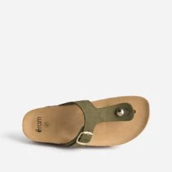 Tong Anatomique Kaki En Cuir Velours à Plateforme -Boutique Caprice WWWERM 10382780042 4