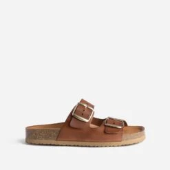 Mule Anatomique Marron En Cuir