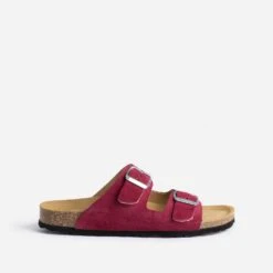 Mule Anatomique Prune En Cuir Velours