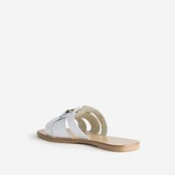 Mule Blanche En Cuir Embossé Croco -Boutique Caprice WWWERM 10382780486 3