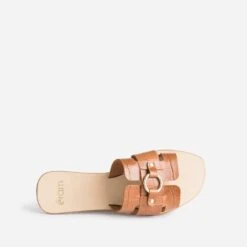 Mule Cognac En Cuir Embossé Croco -Boutique Caprice WWWERM 10382780487 4