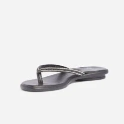 Tong Noire à Strass Noirs Et Blancs -Boutique Caprice WWWERM 10382780551 2