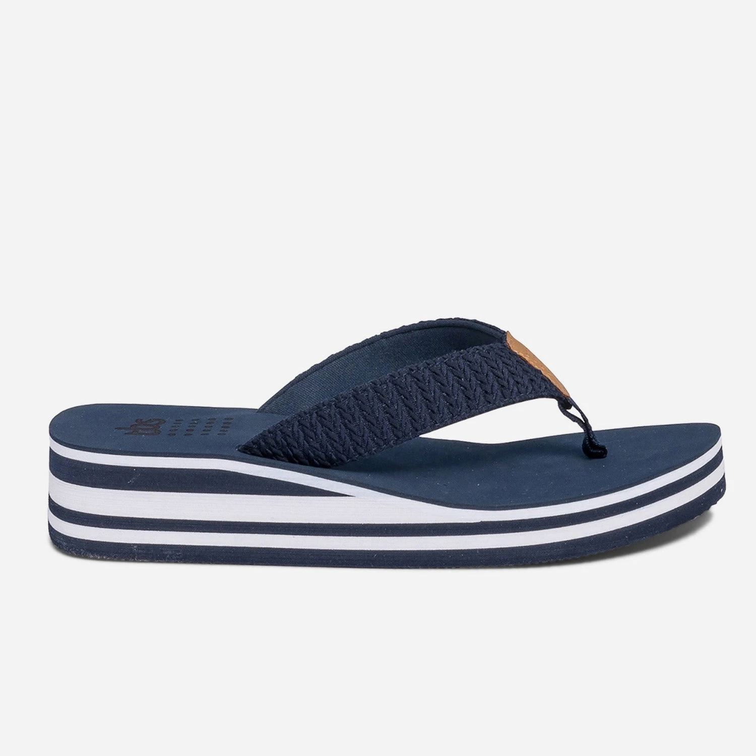 Tong Compensée TBS Marine Rayée Blanc 3 Tong Compensée TBS Marine Rayée Blanc