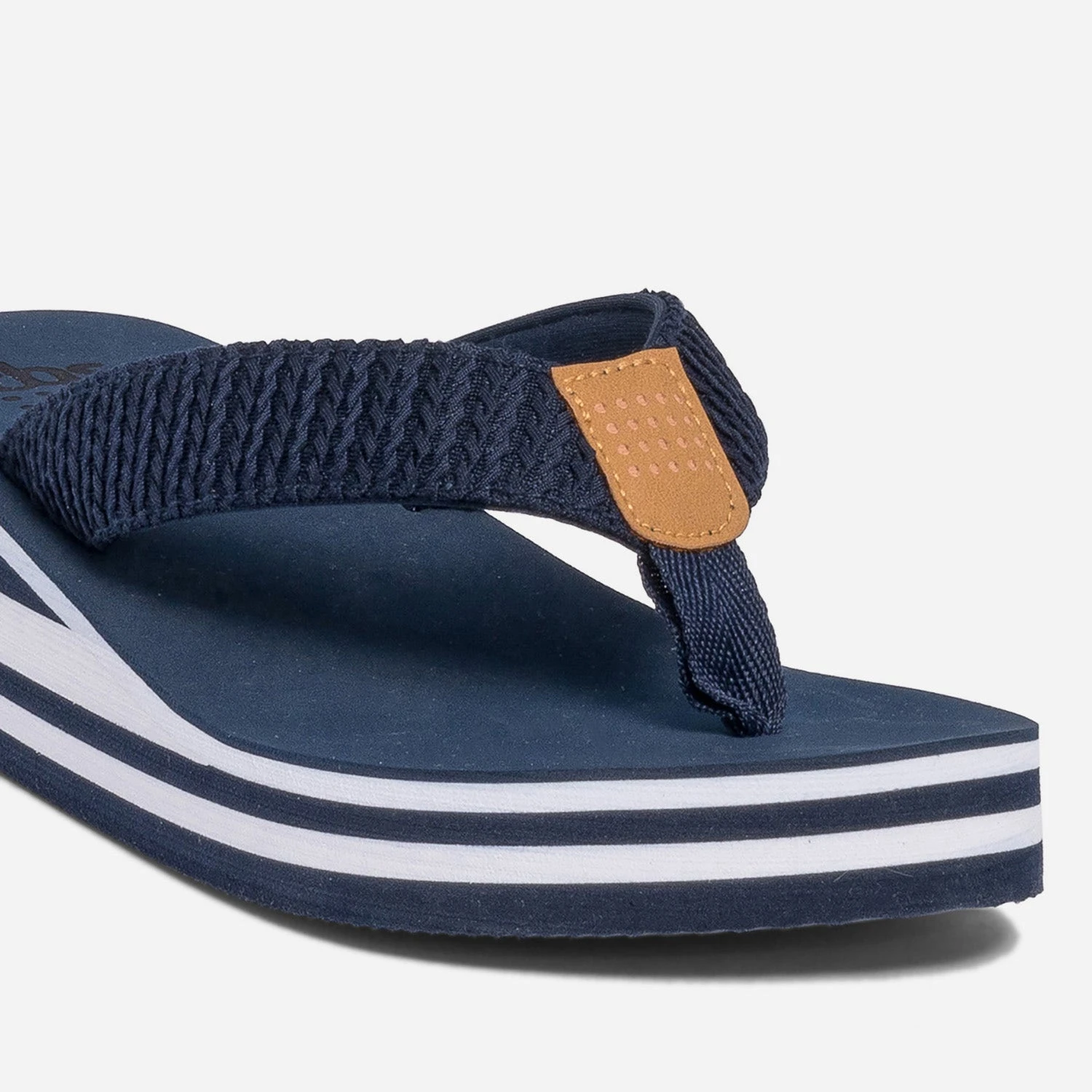 Tong Compensée TBS Marine Rayée Blanc 7 Tong Compensée TBS Marine Rayée Blanc – Image 5