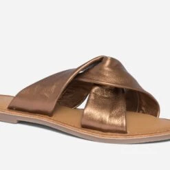 Mule TEXTO Bronze En Cuir à Brides Souples Croisées -Boutique Caprice WWWERM 10382780616 4