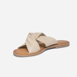 Mule TEXTO Beige En Cuir à Brides Souples Croisées -Boutique Caprice WWWERM 10382780619 2