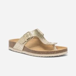 Mule-tong Anatomique Dorée En Cuir Effet Python -Boutique Caprice WWWERM 10382780635 1