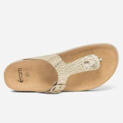 Mule-tong Anatomique Dorée En Cuir Effet Python -Boutique Caprice WWWERM 10382780635 3