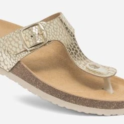 Mule-tong Anatomique Dorée En Cuir Effet Python -Boutique Caprice WWWERM 10382780635 4