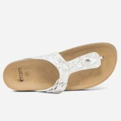 Mule-tong Anatomique Blanche En Cuir Avec Détails Dorés -Boutique Caprice WWWERM 10382780636 3