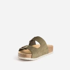 Mule Anatomique Kaki En Cuir Velours -Boutique Caprice WWWERM 10382780640 2