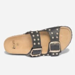 Mule Anatomique Noire En Cuir à Clous -Boutique Caprice WWWERM 10382780641 3