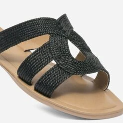 Mule Noire En Textile Tressé -Boutique Caprice WWWERM 10382780653 4