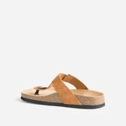 Mule-tong Anatomique Camel Foncé En Cuir Velours -Boutique Caprice WWWERM 10382780660 3