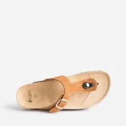 Mule-tong Anatomique Camel Foncé En Cuir Velours -Boutique Caprice WWWERM 10382780660 4