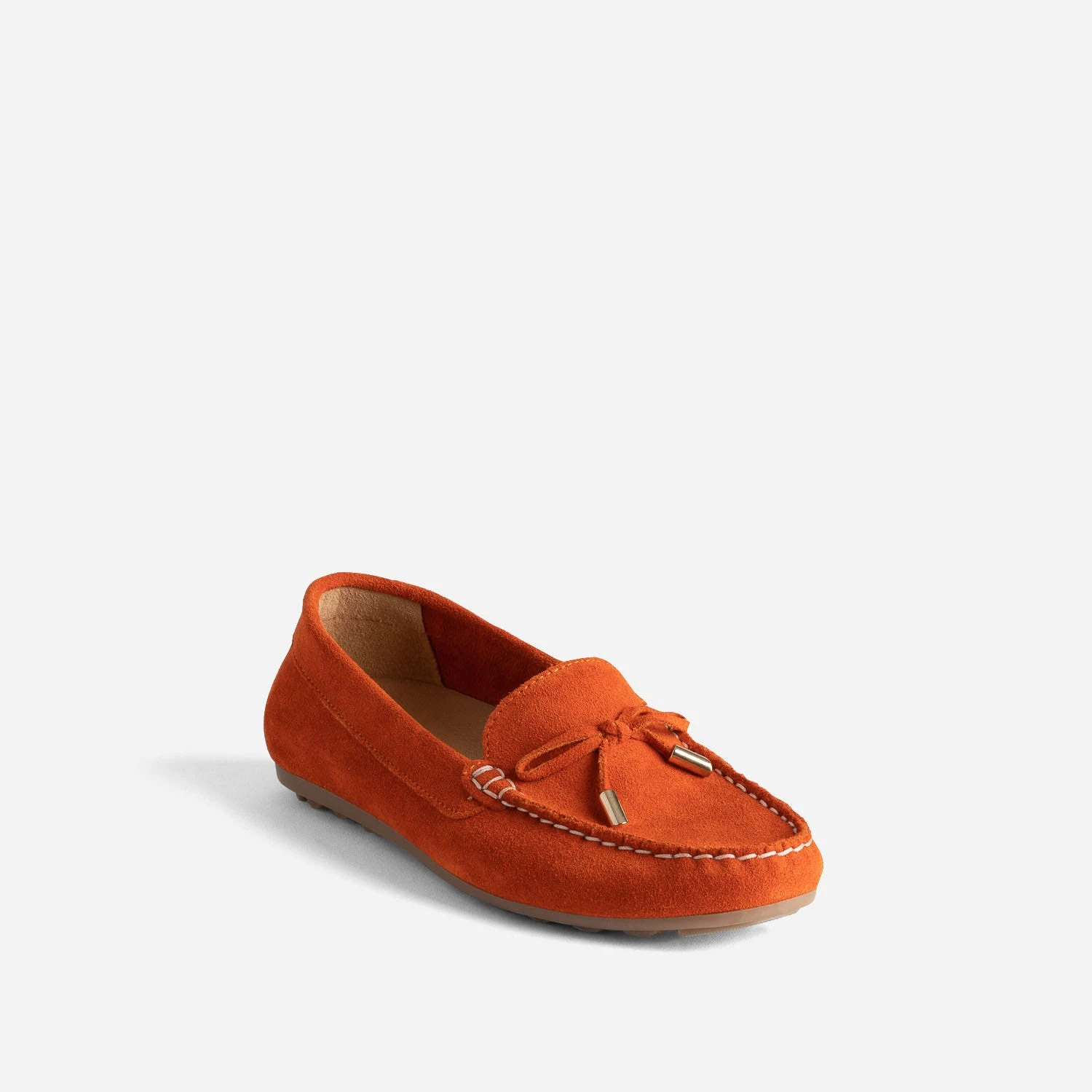 Mocassin Rouge Orangé En Cuir Velours 4 Mocassin Rouge Orangé En Cuir Velours – Image 2