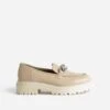 Mocassin TEXTO Beige En Cuir à Semelle Crantée -Boutique Caprice WWWERM 10383580050 0