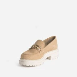 Mocassin Crantée TEXTO Beige En Cuir Velours -Boutique Caprice WWWERM 10383580087 2