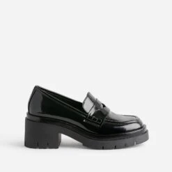 Mocassin TEXTO Noir à Talon Cranté