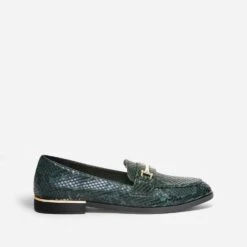 Mocassin Vert Effet Python