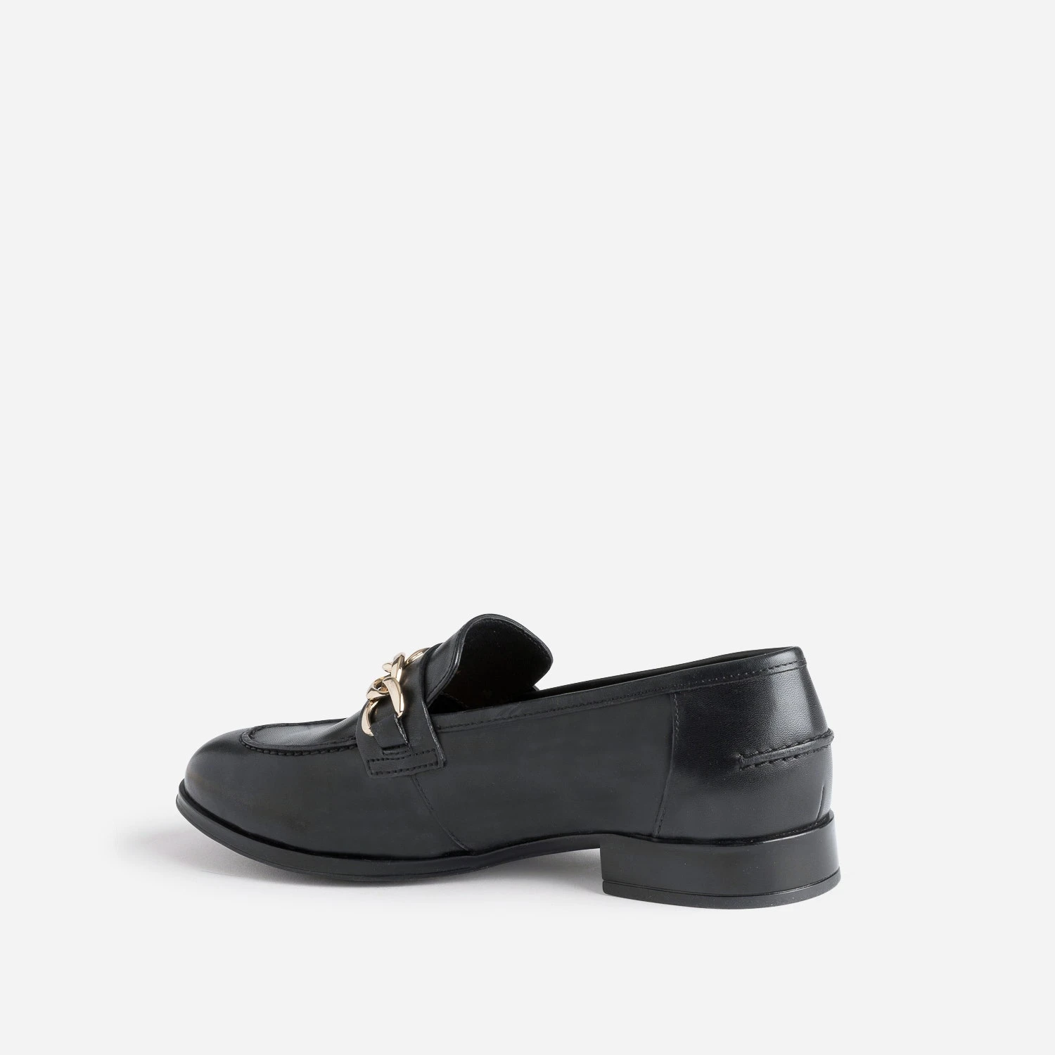 Mocassin Noir En Cuir à Chaîne 7 Mocassin Noir En Cuir à Chaîne – Image 5