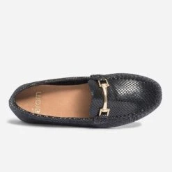 Mocassin Noir En Cuir Velours Effet Python -Boutique Caprice WWWERM 10383580395 4