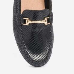 Mocassin Noir En Cuir Velours Effet Python -Boutique Caprice WWWERM 10383580395 5