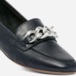 Mocassin Bleu Marine En Cuir Maxi Chaîne Dorée -Boutique Caprice WWWERM 10383580411 5