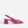 Sandale Slingback Rose En Cuir Velours