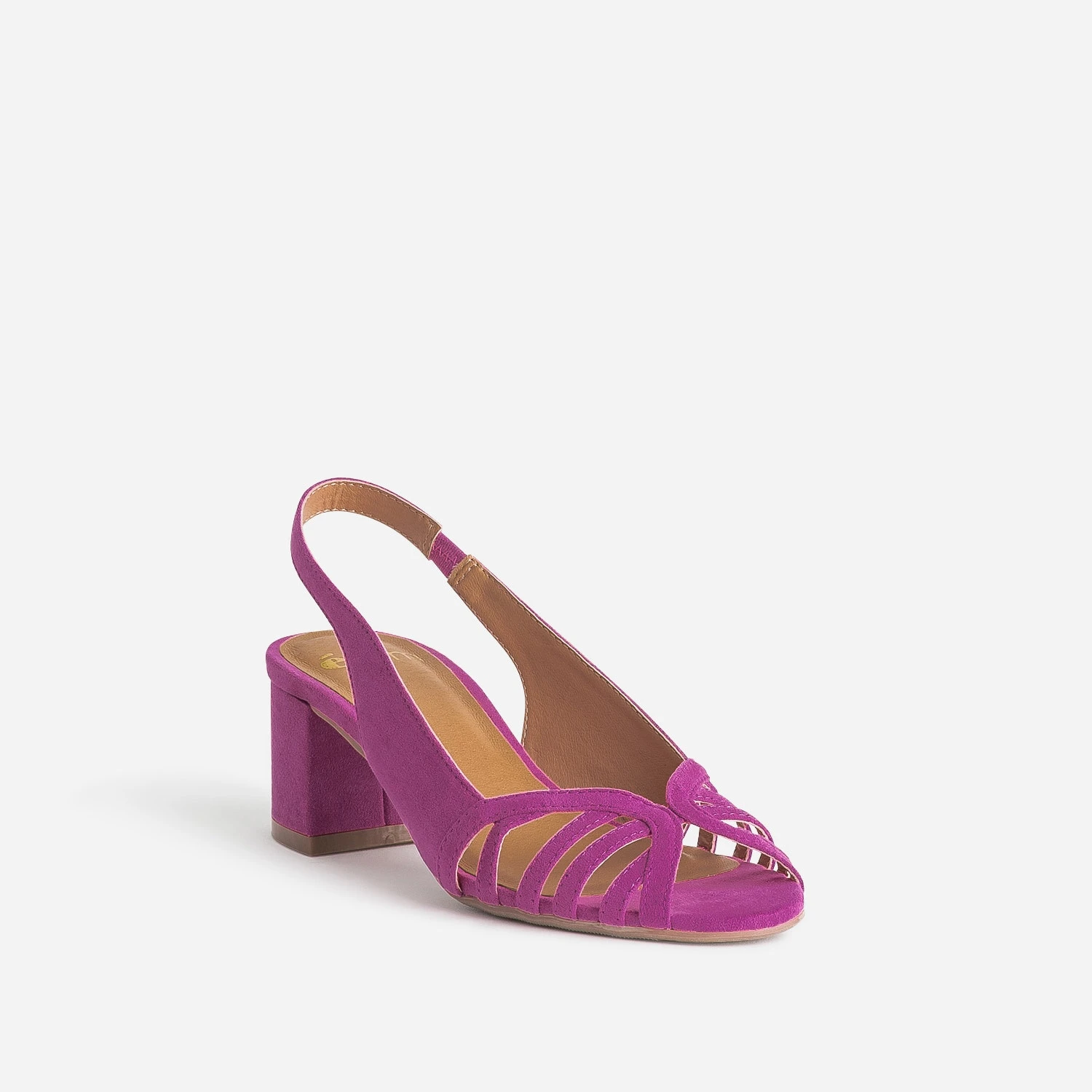 Sandale Slingback Rose En Cuir Velours 4 Sandale Slingback Rose En Cuir Velours – Image 2