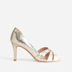 Escarpin Open-toe Doré Métallisé Froissé