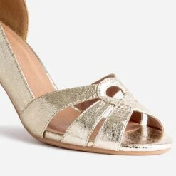 Escarpin Open-toe Doré Métallisé Froissé -Boutique Caprice WWWERM 10383930104 5