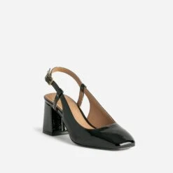 Escarpin Slingback Noir Verni à Bout Carré -Boutique Caprice WWWERM 10383930105 1