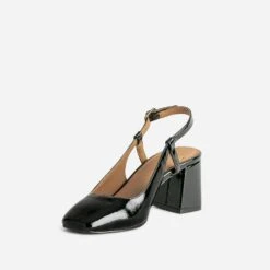 Escarpin Slingback Noir Verni à Bout Carré -Boutique Caprice WWWERM 10383930105 2