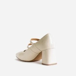 Babies à Talon Beige Verni à Double Bride -Boutique Caprice WWWERM 10383960022 3