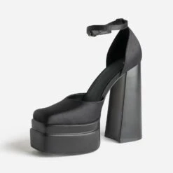 Babies Noire Satiné à Maxi Plateforme -Boutique Caprice WWWERM 10383960074 2