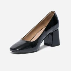 Escarpin Noir Verni à Bout Carré -Boutique Caprice WWWERM 10383960773 2