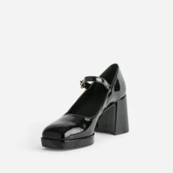 Babies à Talon Noir Verni à Plateforme -Boutique Caprice WWWERM 10383960786 2