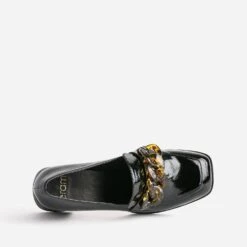 Mocassin à Talon Noir Verni Avec Maxi Chaîne -Boutique Caprice WWWERM 10383960788 4