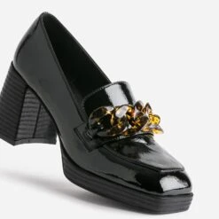 Mocassin à Talon Noir Verni Avec Maxi Chaîne -Boutique Caprice WWWERM 10383960788 5