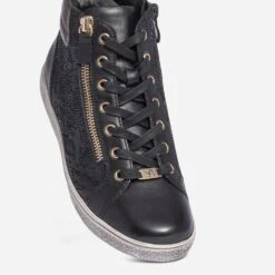 Basket CAPRICE Noire En Cuir Effet Python -Boutique Caprice WWWERM 10383970084 5